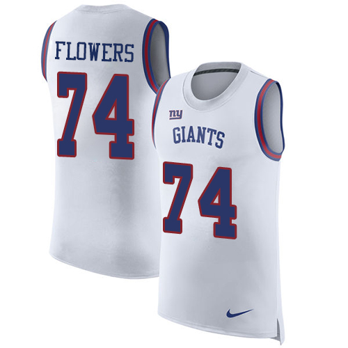 Nike Giants #74 Ereck Flowers White Men's Stitched NFL Limited Rush Tank Top Jersey - Click Image to Close
